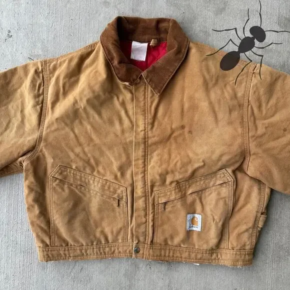 Vintage Y2K Carhartt brown cropped Detroit style work wear jacket - Picture 3 of 8